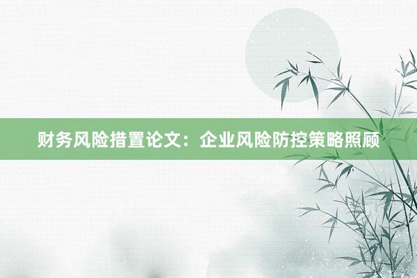 财务风险措置论文：企业风险防控策略照顾