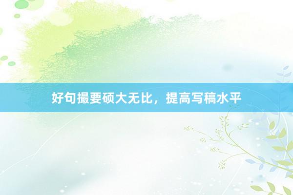 好句撮要硕大无比，提高写稿水平